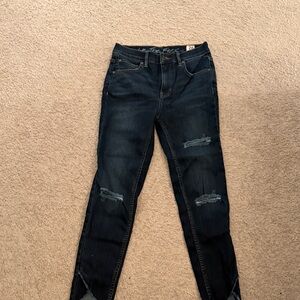 We The Free Dark Blue Distressed Skinny Jeans
